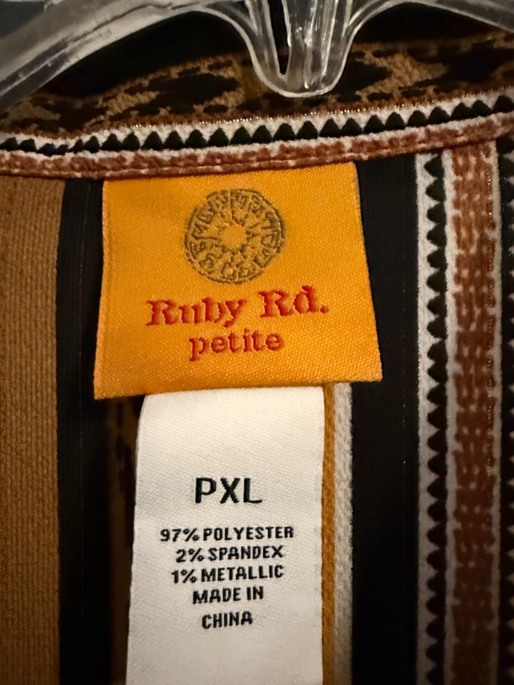 Ruby Rd Mustard Rust Black Printed Blouse XLP Lightweight Top Boho - Picture 2 of 6